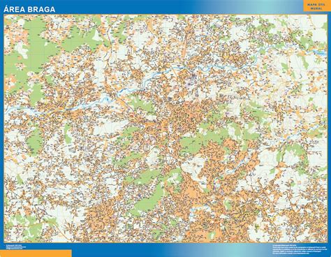 Road map Braga Portugal | Wall maps