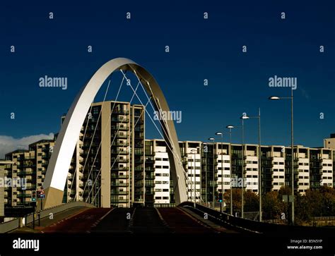 Glasgow's Clyde Arc bridge known locally as the Squinty Bridge due the ...