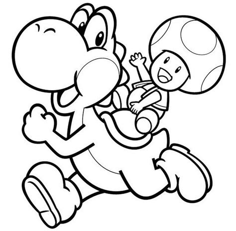 Coloriage: yoshi et toad - télécharger et imprimer gratuit