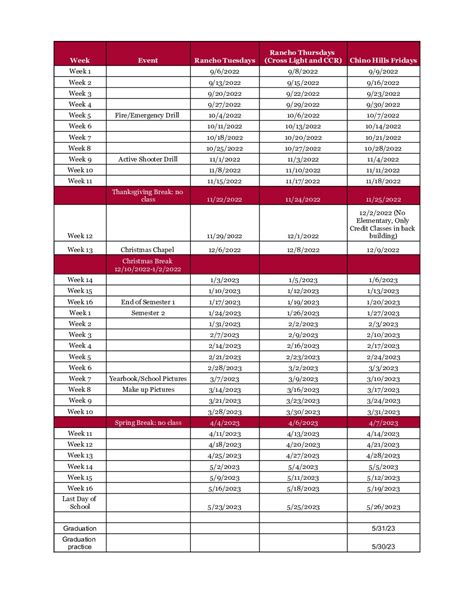 Calendar - Legacy Christian School Private Satellite Program