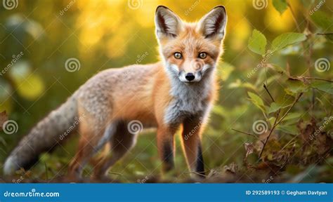 Fox in the Forest, Cute Fox in the Nature, Close-up of Cute Fox Stock Illustration ...