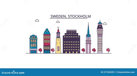 Sweden, Stockholm Tourism Landmarks, Vector City Travel Illustration Stock Illustration ...