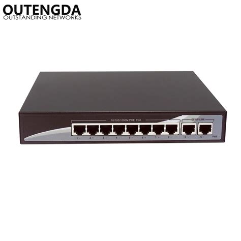 Gigabit 10 Port POE Switch 10/100/1000Mbps Poe Standard 802.3af/at Network Switch for IP Cameras ...