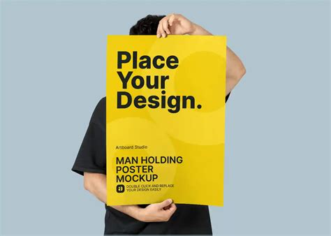 Model Holding A3 Poster Mockup — Mockup Zone