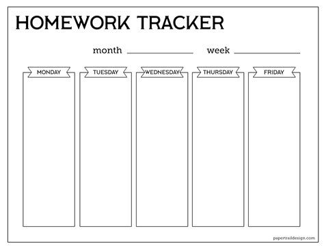 Free Printable Student Homework Planner Template - Paper Trail Design