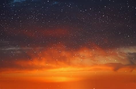 Premium Photo | Orange starry cloudy blue pink sky and moon on sunset sea light reflection on ...