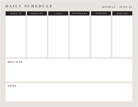 Daily Schedule & Meal Plan customizable template 3393 | Shutterstock