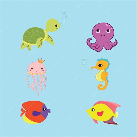 Premium Vector | Sea life vector set