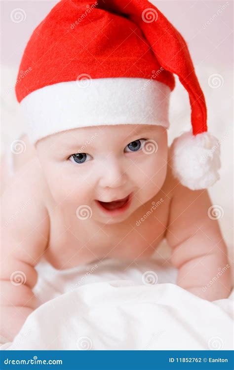 Baby in christmas hat stock photo. Image of christmas - 11852762