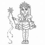 Cute Girl In Carnival Costume Of a Star With Magic Wand And Tiara From  sketch template