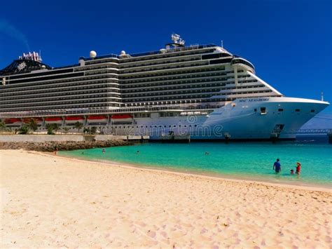 MSC Seashore Cruise Ship Docked at Tropical Island Ocean Cay, Bahamas Editorial Stock Image ...