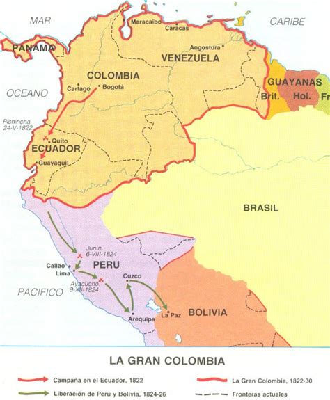 La República de la Gran Colombia 1819-1830 - El Sueño de Simón Bolívar | Historical maps ...