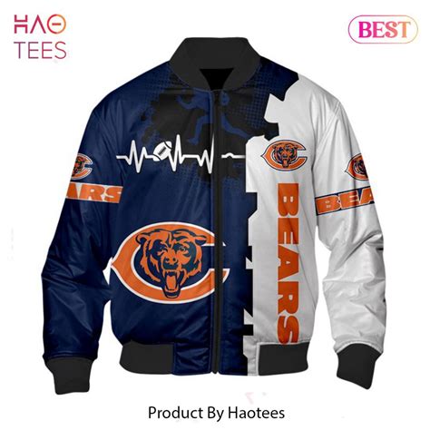 NEW FASHION 2023 Chicago Bears Bomber Jacket graphic heart ECG line ...