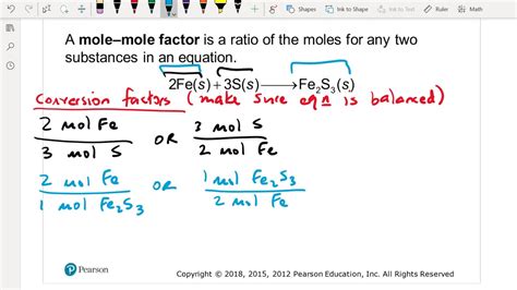 1154 Chemical reactions - Mole to mole ratios from equations - YouTube