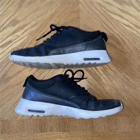 Nike Air Max Thea Black and Silver Sneakers Size 7... - Depop