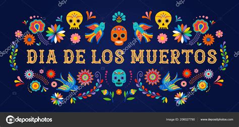 Day of the dead, Dia de los moertos, banner with colorful Mexican ...