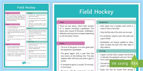 Hockey: Basic Rules Display Poster (Teacher-Made) - Twinkl