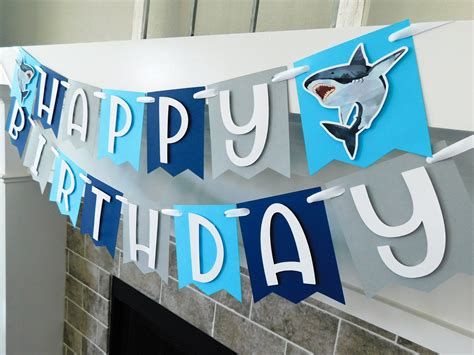 Shark Banner Birthday Banner Shark Party Decorations - Etsy