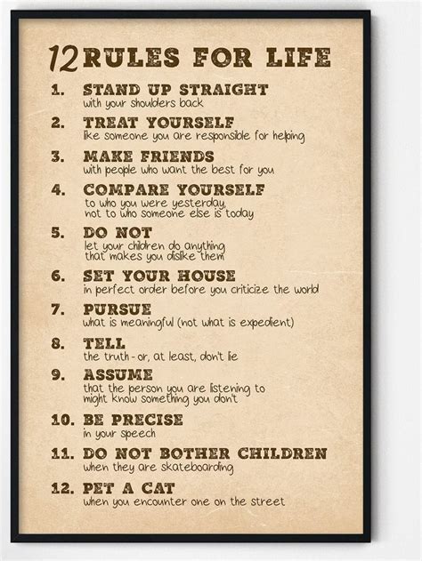 12 Rules for Life Motivational Poster - Jordan Peterson Inspirational ...