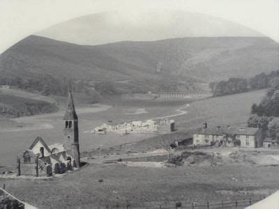 The remains of the two flooded villages Derwent and Ashopton could be seen during a very dry ...