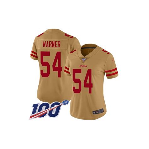 Limited Women's Fred Warner Gold Jersey - #54 Football San Francisco 49ers 100th Season Inverted ...