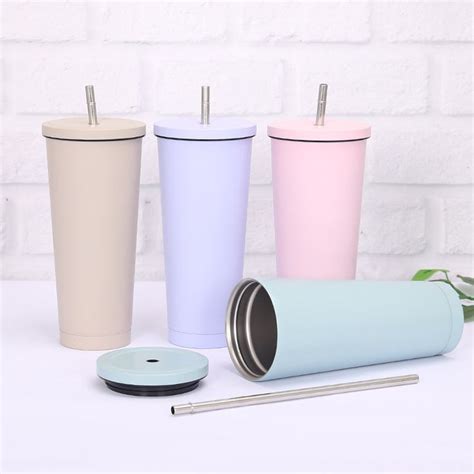 Creative Coffee Cup with Stainless Steel Straw Cup Insulation Cup ...