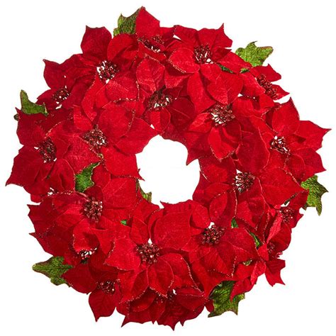 Red Poinsettia Wreath | Christmas Wreaths - TheHolidayBarn.com