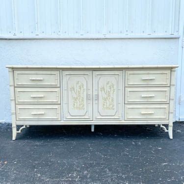 Vintage Faux Bamboo Dresser with 9 Drawers by Dixie Aloha Collection ...