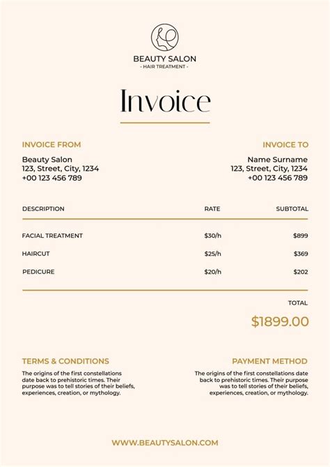 Hair Salon Invoice Template