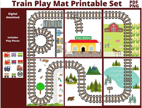 Train Play Mat Printable Set // Cars // Downloads // Trains // Printable Roads // Printable ...