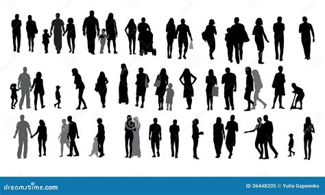 Silhouette Of People Standing On White Background Vector Illustration ...