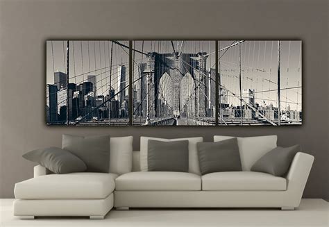 New York Brooklyn Bridge Canvas Wall Art Black and White New