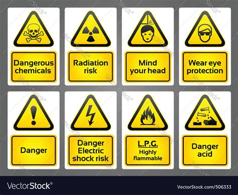 Warning signs labes Royalty Free Vector Image - VectorStock