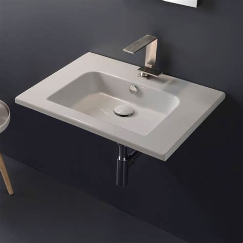 Scarabeo 5210 By Nameek's Etra Sleek Rectangular Ceramic Wall Mounted Sink - TheBathOutlet