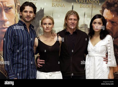 The cast of the new epic adventure film, Troy, from left to right; Eric Bana, Diane Kruger, Sean ...