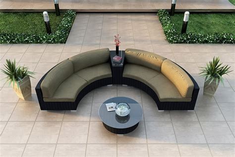 Modern Wicker Sectional Outdoor Sofa Sets: Curved Outdoor Sofa