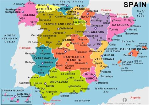 Map of Spain holiday resorts - Map of mainland Spain holiday resorts (Southern Europe - Europe)