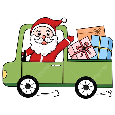 Santa Claus Cute Creative Drive Gift Waving, Santa Claus, Cute, Car PNG Transparent Clipart ...