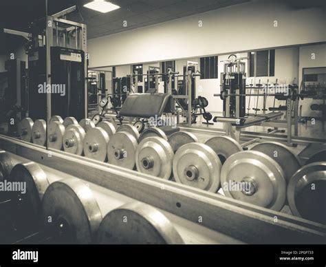 Old school gym with body care equipment Stock Photo - Alamy