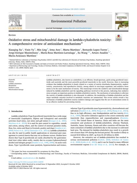 (PDF) Oxidative stress and mitochondrial damage in lambda-cyhalothrin ...