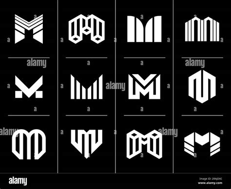 Set of abstract line letter M logo design. Modern initial M logo vector ...