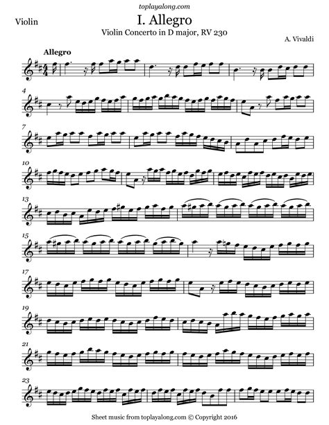 Violin Concerto in D major (I. Allegro) – toplayalong.com