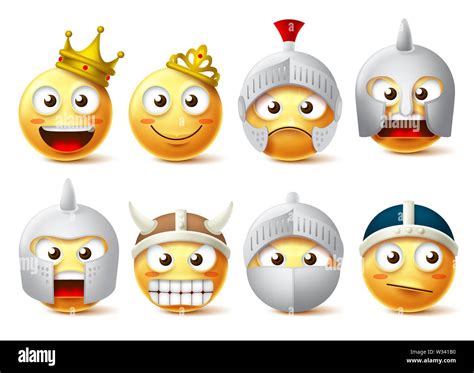 Emoticon Vector Set Smiley Face And Yellow Emoji Of King And Queen | Images and Photos finder