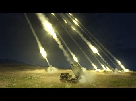 Massive Artillery Fire at Night - Rocket Artillery In Action / Military ...