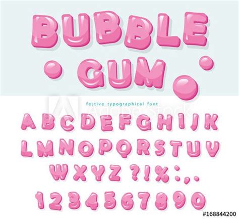 Bubble gum font design. Sweet ABC letters and numbers. in 2021 | Bubble letter fonts, Lettering ...