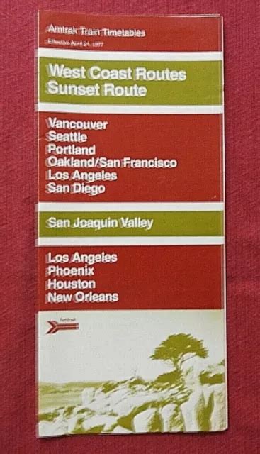 1977 AMTRAK WEST Coast & Sunset Routes Time Table Schedule Nice $31.09 ...