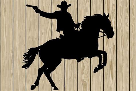 Cowboy riding horse shoots silhouette SVG