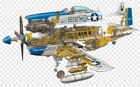 P 51 Mustang Cutaway Drawing