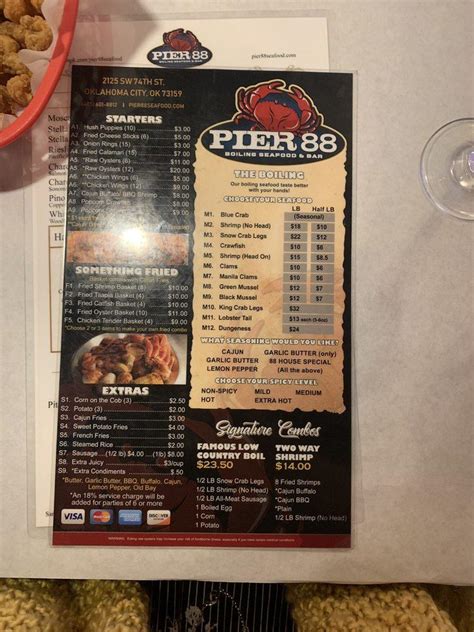 Carta de Pier 88 Boiling Seafood & Bar OKC, Oklahoma City