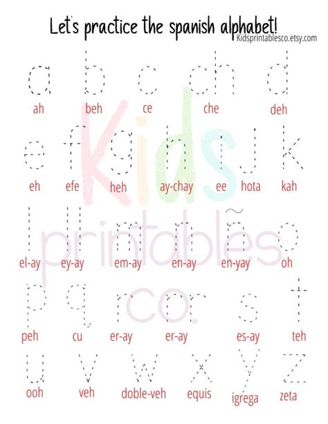 SPANISH Alphabet Tracing Letter Writing Practice | Etsy